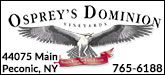 Osprey's Dominion Vineyard Sponsorship Banner